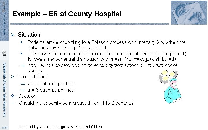 3 6 Example – ER at County Hospital Ø Situation Patients arrive according to