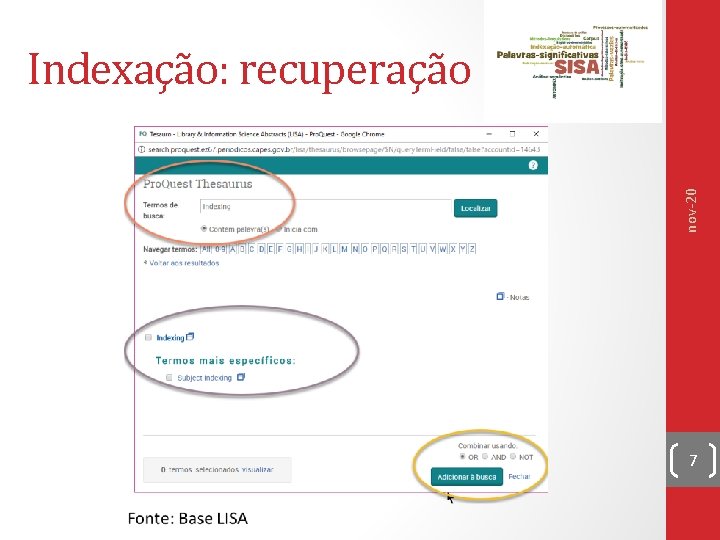 nov-20 Indexação: recuperação 7 