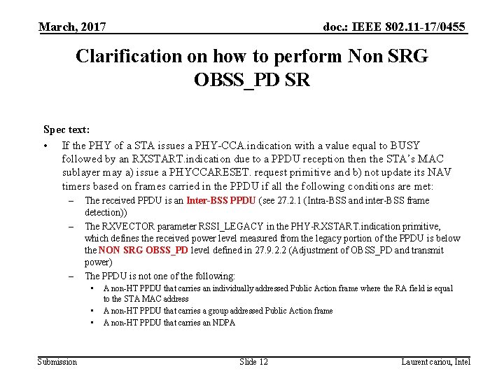 March, 2017 doc. : IEEE 802. 11 -17/0455 Clarification on how to perform Non