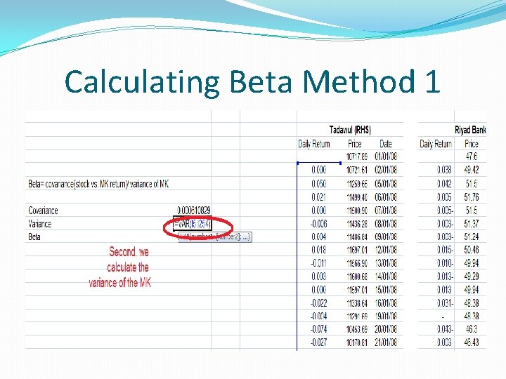 Calculating Beta Method 1 Calculating Beta Method 1