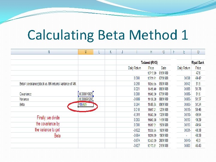 Calculating Beta Method 1 Calculating Beta Method 1