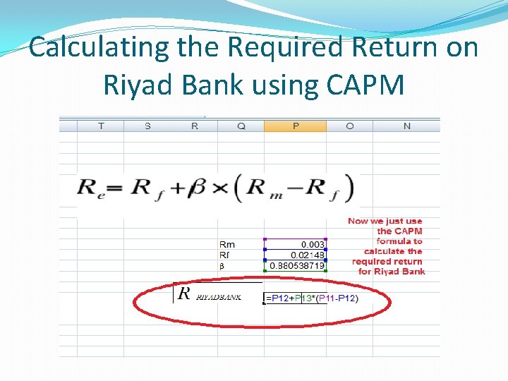 Calculating the Required Return on Riyad Bank using CAPM Calculating the Required Return on Riyad Bank using CAPM