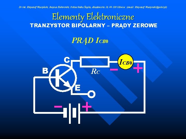 Dr inż. Krzysztof Waczyński, Instytut Elektroniki, Politechnika Śląska, Akademicka 16, 44 -100 Gliwice (email: