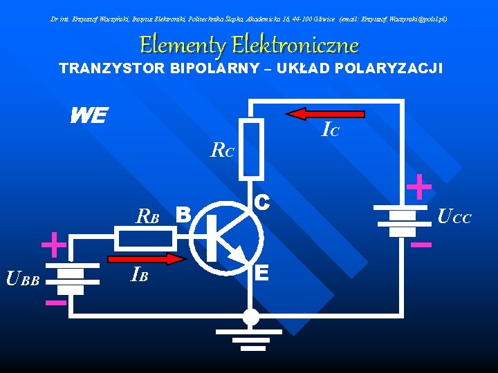 Dr inż. Krzysztof Waczyński, Instytut Elektroniki, Politechnika Śląska, Akademicka 16, 44 -100 Gliwice (email: