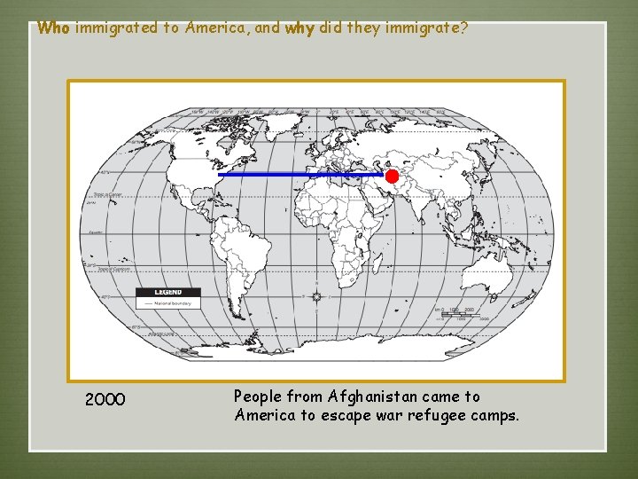 Who immigrated to America, and why did they immigrate? 2000 People from Afghanistan came