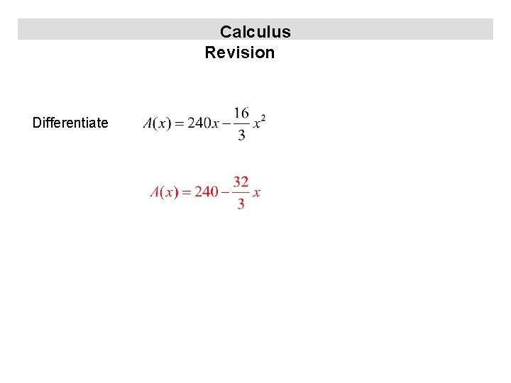 Calculus Revision Differentiate 