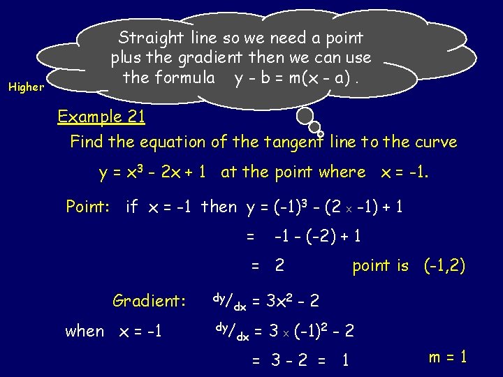 Straight line so need a point Equation ofwe. Tangents Higher plus the gradient then