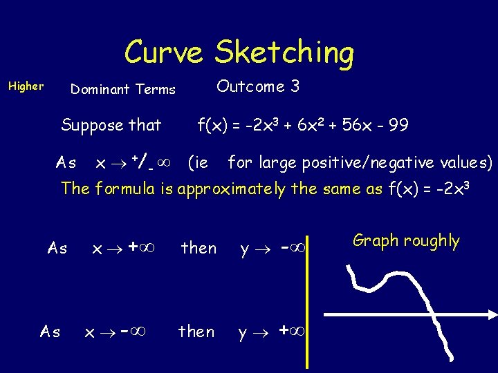 Curve Sketching Higher Outcome 3 Dominant Terms Suppose that As x +/ - f(x)