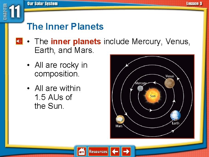 11. 3 The Planets and Their Moons The Inner Planets • The inner planets 11. 3 The Planets and Their Moons The Inner Planets • The inner planets