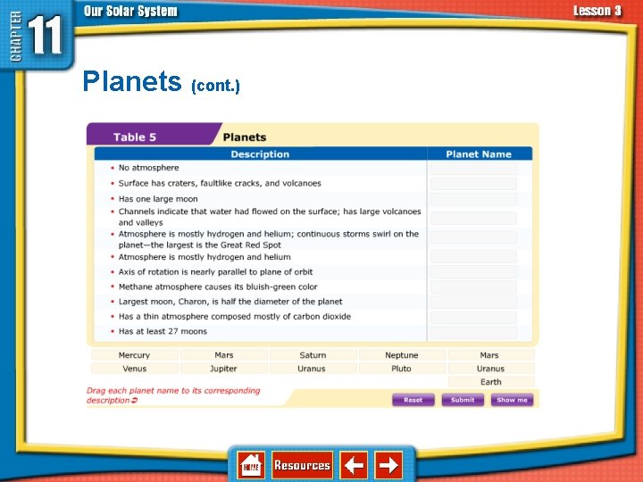 11. 3 The Planets and Their Moons Planets (cont. ) 11. 3 The Planets and Their Moons Planets (cont. )