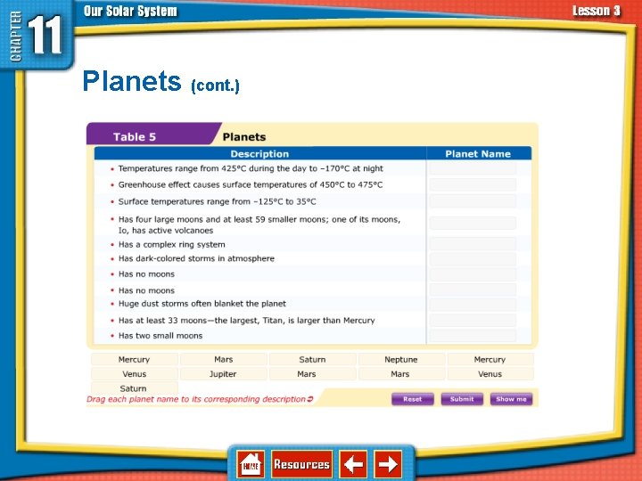 11. 3 The Planets and Their Moons Planets (cont. ) 11. 3 The Planets and Their Moons Planets (cont. )