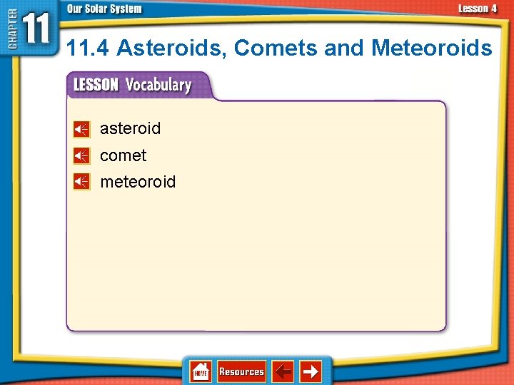 11. 4 Asteroids, Comets and Meteoroids asteroid comet meteoroid 11. 4 Asteroids, Comets and Meteoroids asteroid comet meteoroid