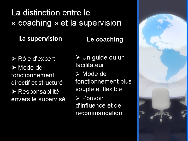 La distinction entre le « coaching » et la supervision La supervision Rôle d’expert