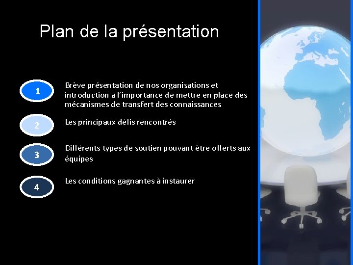 Plan de la présentation 1 Brève présentation de nos organisations et introduction à l’importance