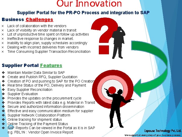 Our Innovation ? Supplier Portal for the PR-PO Process and integration to SAP Business