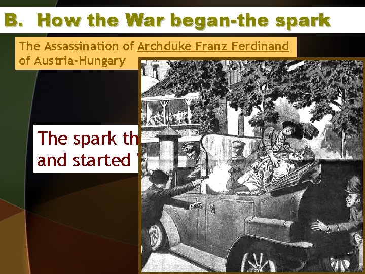 B. How the War began-the spark The Assassination of Archduke Franz Ferdinand of Austria-Hungary