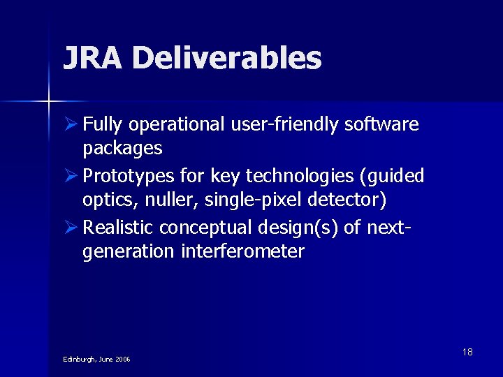 JRA Deliverables Ø Fully operational user-friendly software packages Ø Prototypes for key technologies (guided JRA Deliverables Ø Fully operational user-friendly software packages Ø Prototypes for key technologies (guided