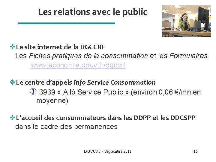 Les relations avec le public v. Le site internet de la DGCCRF Les Fiches