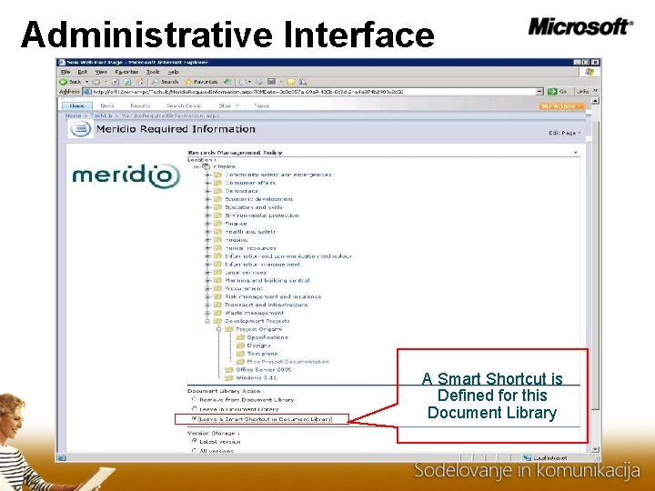 Administrative Interface A Smart Shortcut is Defined for this Document Library 