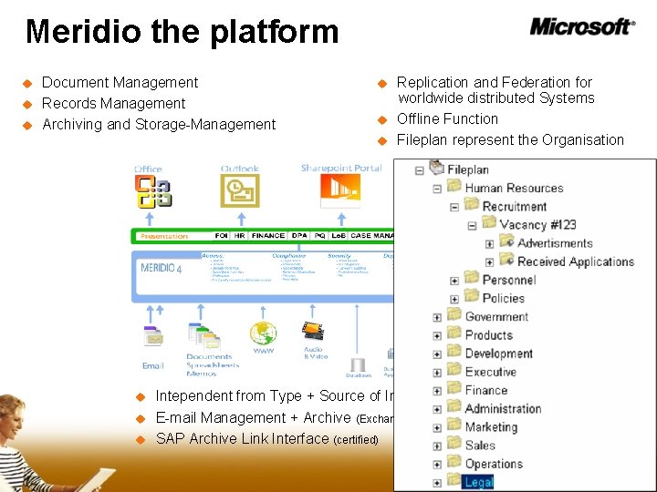 Meridio the platform Intependent from Type + Source of Information E-mail Management + Archive