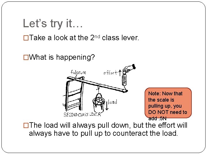 Let’s try it… �Take a look at the 2 nd class lever. �What is Let’s try it… �Take a look at the 2 nd class lever. �What is
