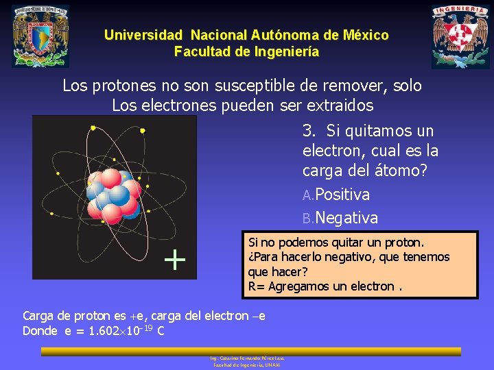 Universidad Nacional Autónoma de México Facultad de Ingeniería Los protones no son susceptible de