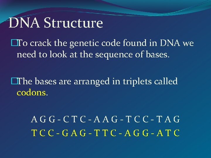 DNA Structure �To crack the genetic code found in DNA we need to look