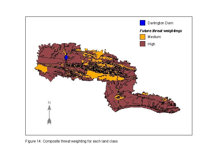 Darlington Dam Future threat weightings Medium High Figure 14. Composite threat weighting for each