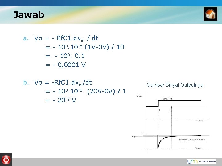 Jawab a. Vo = - Rf. C 1. dvin / dt = - 103.