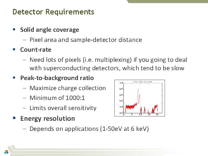 Detector Requirements § Solid angle coverage – Pixel area and sample-detector distance § Count-rate