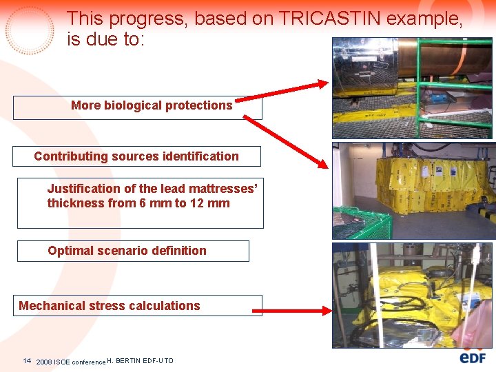 This progress, based on TRICASTIN example, is due to: More biological protections Contributing sources