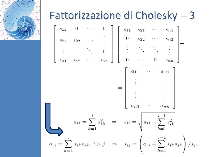 Fattorizzazione di Cholesky 3 47 Fattorizzazione di Cholesky 3 47