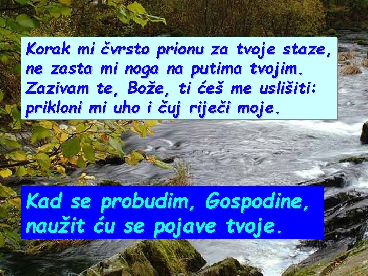 Korak mi čvrsto prionu za tvoje staze, ne zasta mi noga na putima tvojim.