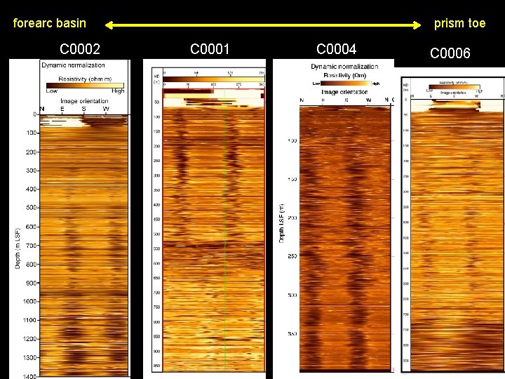 forearc basin C 0002 prism toe C 0001 C 0004 C 0006 