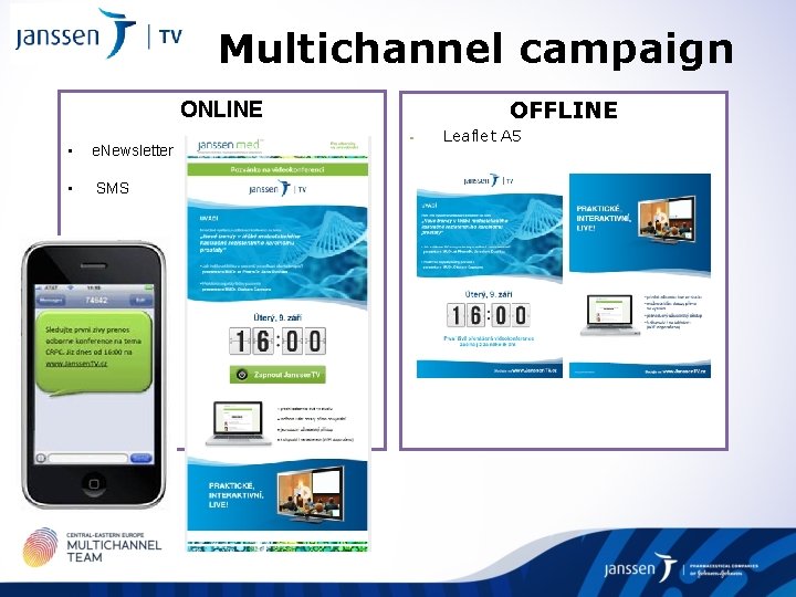 Multichannel campaign OFFLINE ONLINE • e. Newsletter • SMS § Leaflet A 5 