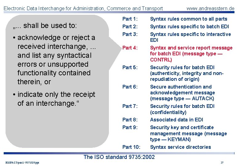 Electronic Data Interchange for Administration, Commerce and Transport „. . . shall be used