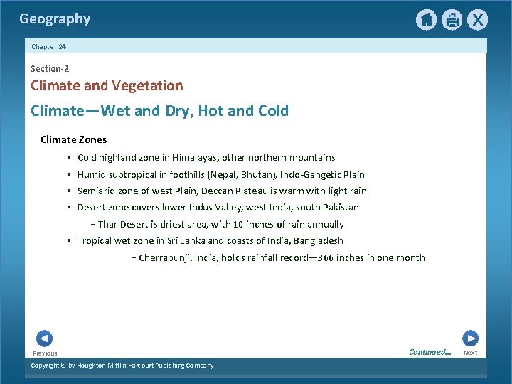 Geography Chapter 24 Section-2 Climate and Vegetation Climate—Wet and Dry, Hot and Cold Climate