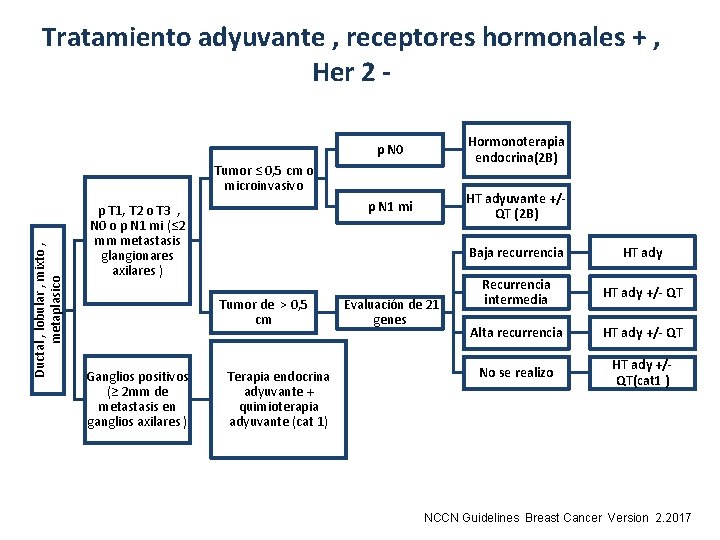 Tratamiento adyuvante , receptores hormonales + , Her 2 p N 0 Hormonoterapia endocrina(2 Tratamiento adyuvante , receptores hormonales + , Her 2 p N 0 Hormonoterapia endocrina(2