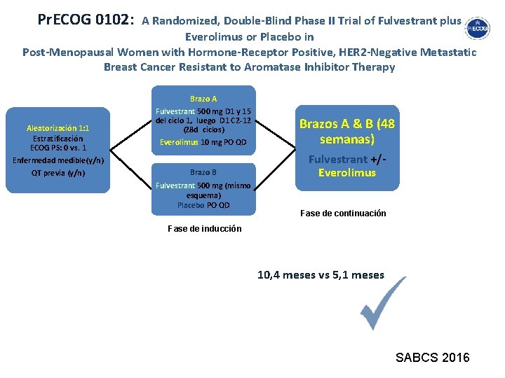 Pr. ECOG 0102: San Antonio Breast Cancer Symposium, December 6 A Randomized, Double-Blind Phase Pr. ECOG 0102: San Antonio Breast Cancer Symposium, December 6 A Randomized, Double-Blind Phase