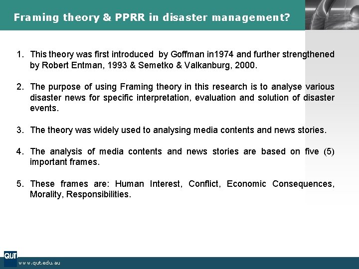 Framing theory & PPRR in disaster management? LOGO 1. This theory was first introduced Framing theory & PPRR in disaster management? LOGO 1. This theory was first introduced