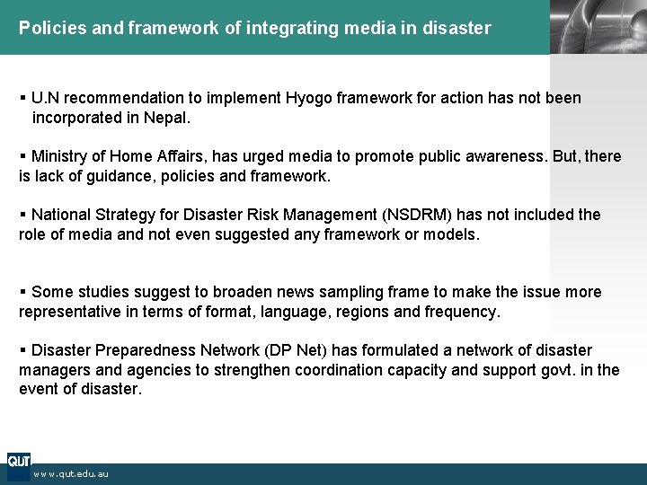 Policies and framework of integrating media in disaster LOGO § U. N recommendation to Policies and framework of integrating media in disaster LOGO § U. N recommendation to