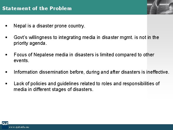 Statement of the Problem LOGO § Nepal is a disaster prone country. § Govt’s Statement of the Problem LOGO § Nepal is a disaster prone country. § Govt’s