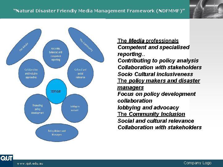 “Natural Disaster Friendly Media Management Framework (NDFMMF)” LOGO The Media professionals Competent and specialised “Natural Disaster Friendly Media Management Framework (NDFMMF)” LOGO The Media professionals Competent and specialised