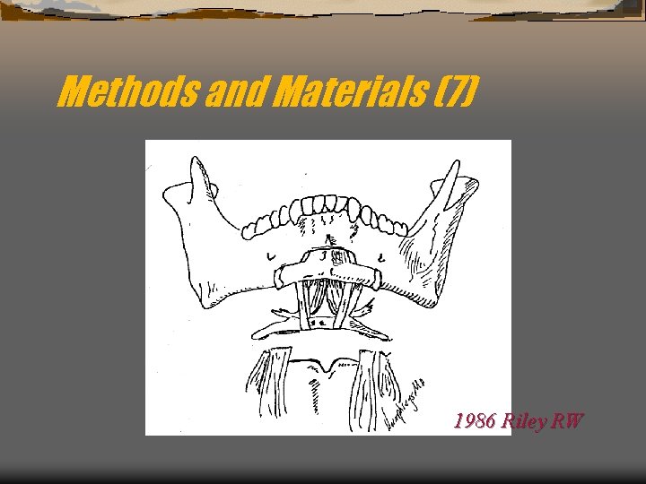 Methods and Materials (7) 1986 Riley RW 