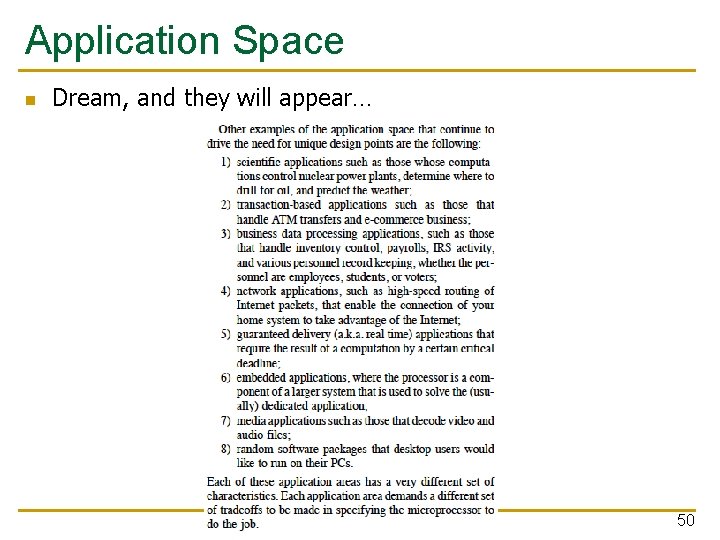 Application Space n Dream, and they will appear… 50 