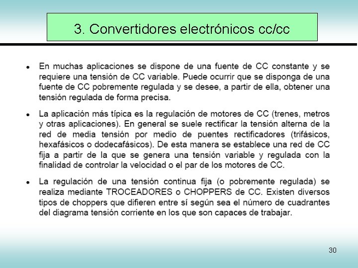 3. Convertidores electrónicos cc/cc 30 