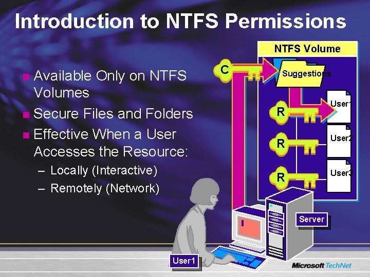 Introduction to NTFS Permissions NTFS Volume Available Only on NTFS Volumes n Secure Files Introduction to NTFS Permissions NTFS Volume Available Only on NTFS Volumes n Secure Files