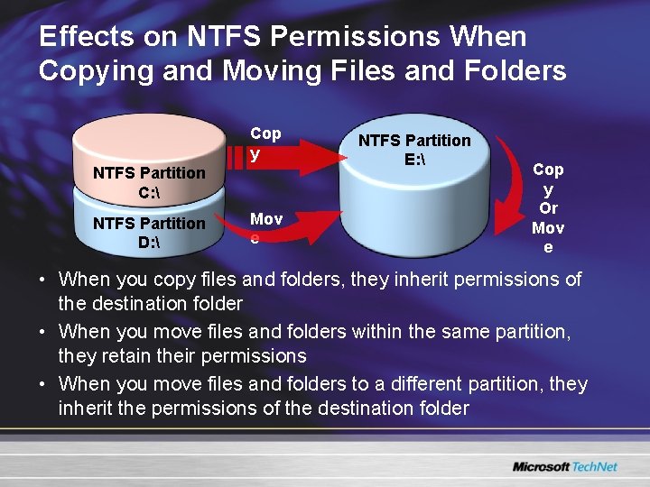 Effects on NTFS Permissions When Copying and Moving Files and Folders Cop y NTFS Effects on NTFS Permissions When Copying and Moving Files and Folders Cop y NTFS