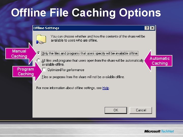 Offline File Caching Options Manual Caching Program Caching Automatic Caching Offline File Caching Options Manual Caching Program Caching Automatic Caching