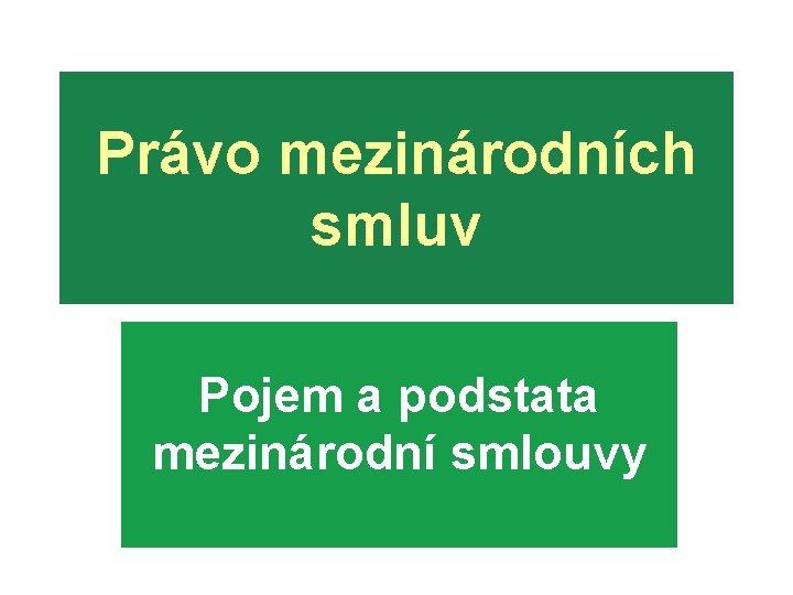 Právo mezinárodních smluv Pojem a podstata mezinárodní smlouvy 